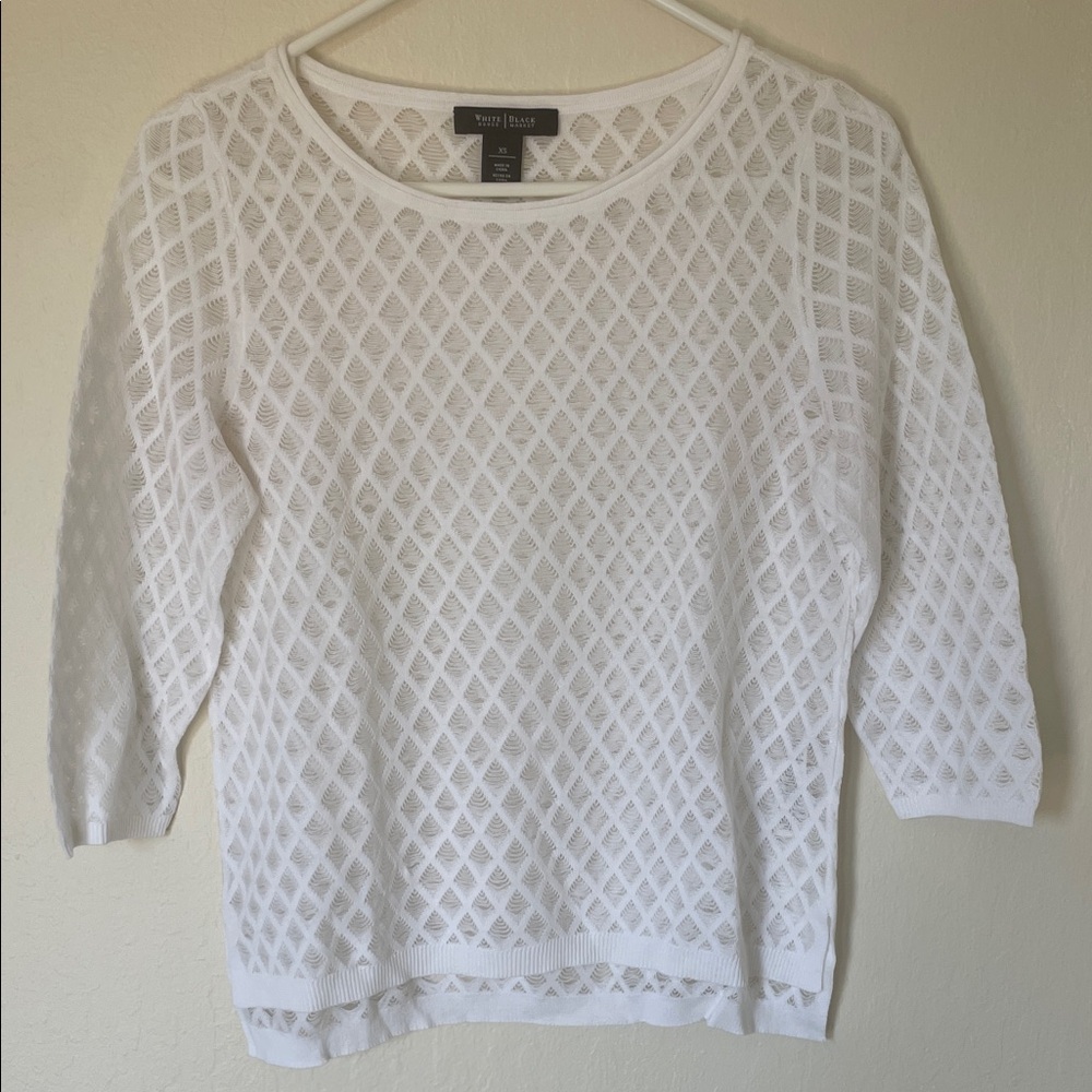 White House Black Market White Diamond Knit Sweater
